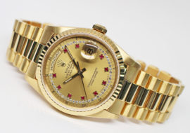 ロレックス デイデイト 18238A E番 ミリヤード シャンパン ダイヤ ルビー YG