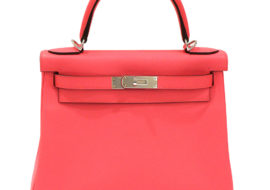 エルメス ケリー28 内縫い ローズアザレ エバーカラー Y刻印 シルバー金具