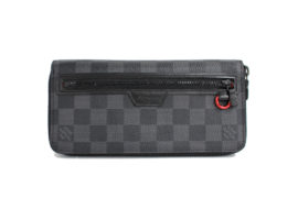 ルイ・ヴィトン ダミエ グラフィット ジッピーウォレット ヴェルティカル N60355 ヴィヴィエンヌホットスタンプ