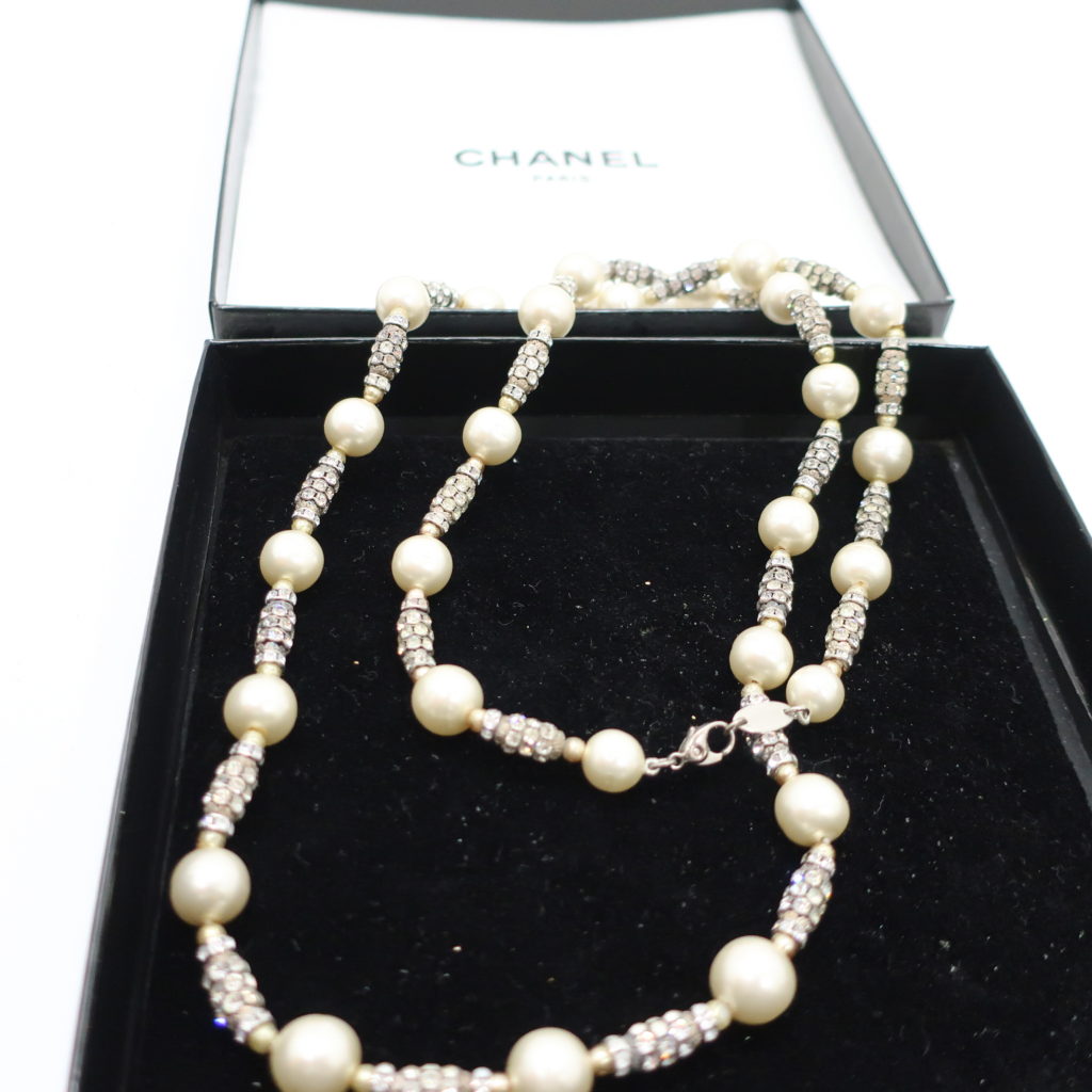 シャネル ネックレス フェイクパール ラインストーン