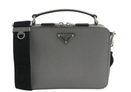 プラダ ブリック サフィアーノレザーバッグ ライトグレー トライアングルロゴ 2VH069