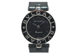 ブルガリ ビーゼロワン ブラック BZ22S エナメル レザー クォーツ レディース SS