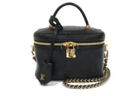 ルイヴィトン MONOGRAM INK ヴァニティPM ハンド ショルダーバッグ M57118 ラムレザー ブラック レディース