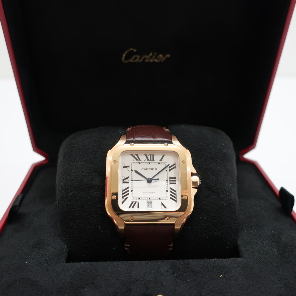 カルティエ サントスドゥ カルティエ CRWGSA0011 750 ホワイト文字盤 レザーベルト
