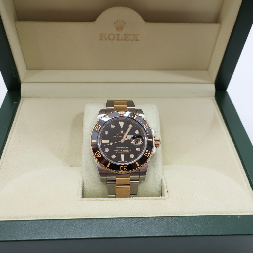 ロレックス サブマリーナ 116613LNG ブラック文字盤 SS YG ダイヤ8P