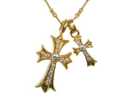 クロムハーツ ネックレス タイニーファットクロス ベビーファットクロス ツイストチェーン 18inch 22K 3点セット