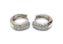 ポンテヴェキオ フープ ピアス K18WG 750WG パヴェダイヤモンド ジュエリー