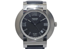 エルメス ノマード コンパス NO2.910 オートクォーツ SS/レザー メンズ