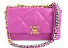 シャネル シャネル19 ハンドバッグ チェーン ショルダーバッグ AS1160 ラムスキン パープル