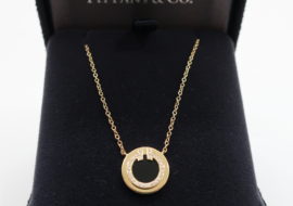 ティファニー ネックレス サークル 750YG イエローゴールド オニキス ダイヤモンド