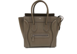 セリーヌ CELINE ラゲージ マイクロ ドラムド カーフスキン スリ グレージュ 189793 ハンドバッグ