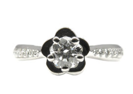 シャネル リング 指輪 カメリア Pt950 プラチナ ダイヤモンド 0.30ct J4144