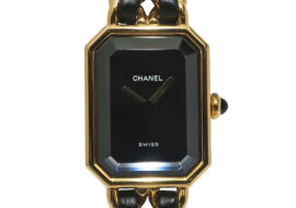 シャネル CHANEL プルミエール H0001 ブラック ゴールド GP レザー Mサイズ クォーツ