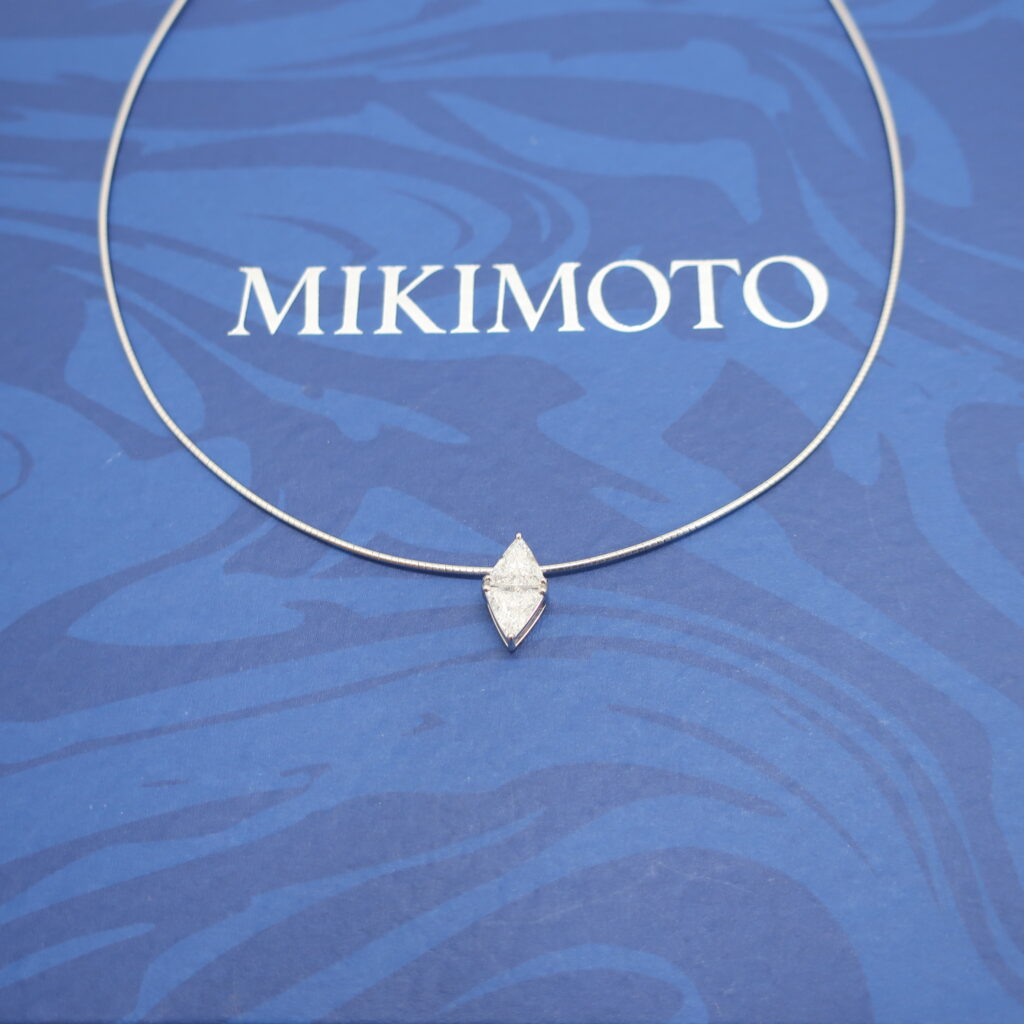 ミキモト ネックレス ダイヤモンド 2粒 スネークチェーン