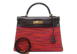 エルメス ケリー32 ヴィブラート □H刻印 ゴールド金具 ショルダー付き