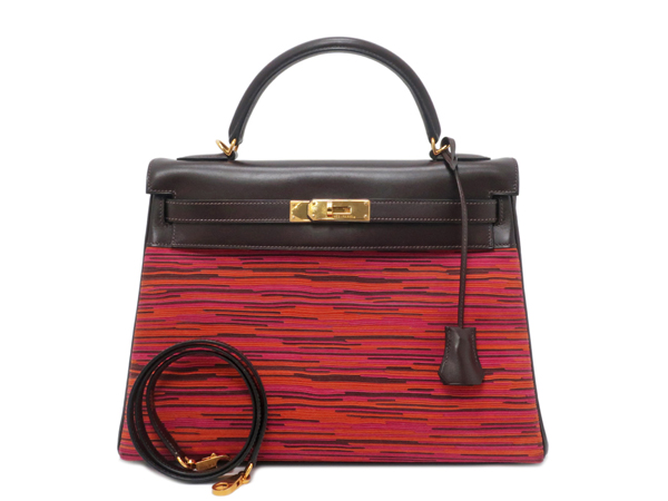 エルメス ケリー32 ヴィブラート □H刻印 ゴールド金具 ショルダー付き