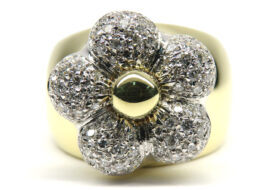 ポンテヴェキオ リング 指輪 フラワー 花 K18YG WG イエローゴールド ホワイトゴールド ダイヤモンド 0.56ct パヴェ