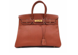 エルメス HERMES バーキン35 アルデンヌ マロン ゴールド金具 □E刻印 ハンドバッグ