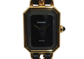 シャネル CHANEL プルミエール H0001 ブラック ゴールド SS レザー クォーツ