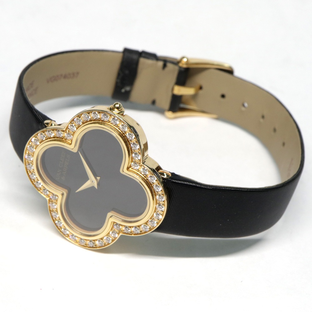 ヴァンクリーフ＆アーペル アルハンブラ ミディアムモデルウォッチ VCAN5HZ000 750YG オニキス