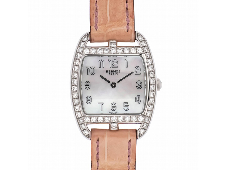 HERMES エルメス ケープコッド トノー CT1.230 SS/革ベルト ダイヤベゼル シェル文字盤