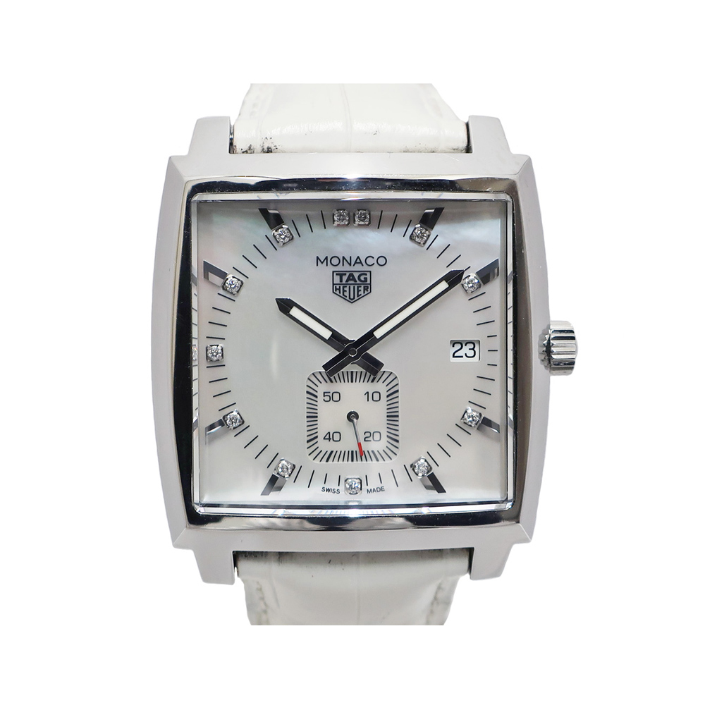 タグホイヤー TAGHEUER モナコ レディ WAW131B.FC6247 SS レザー ダイヤ クォーツ
