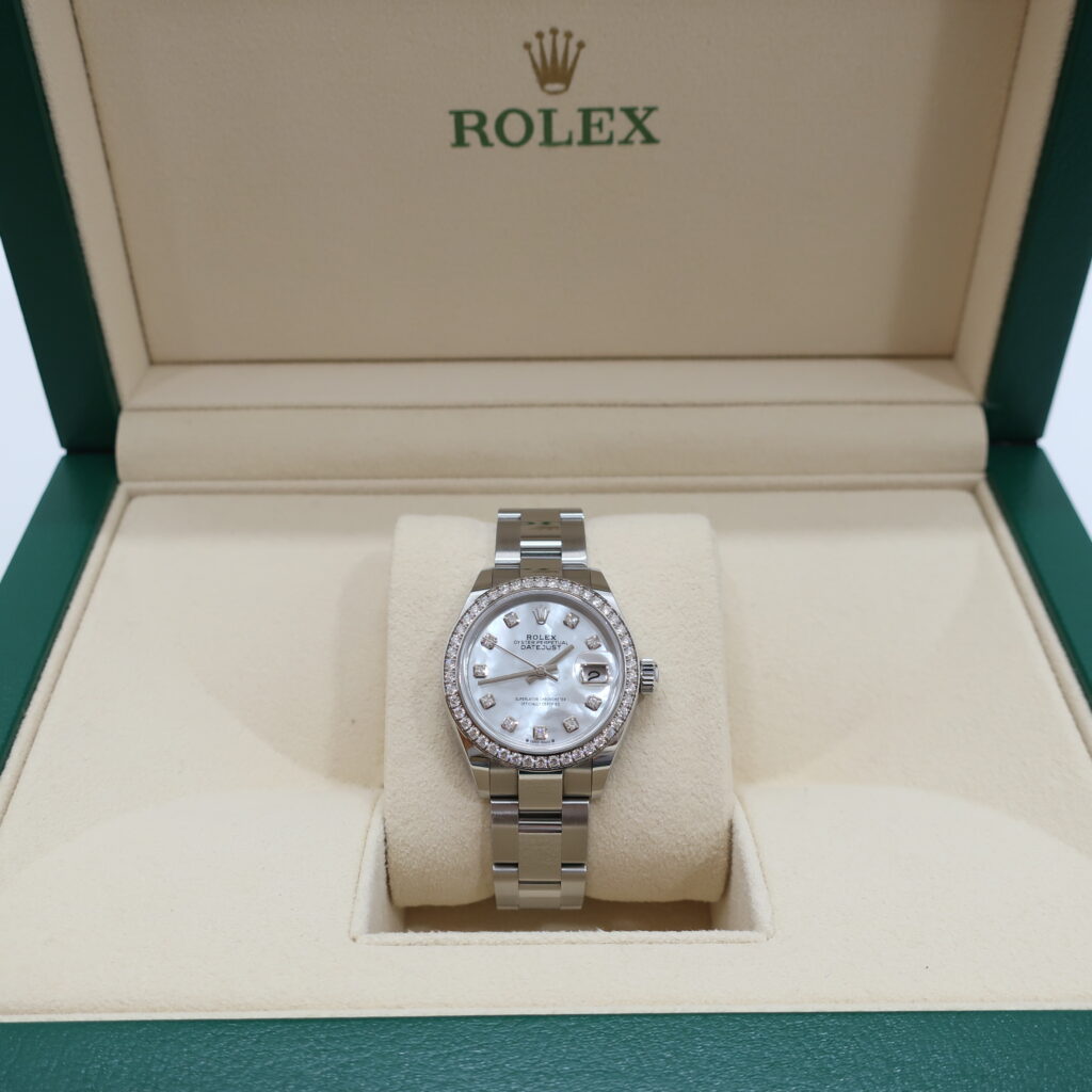 ロレックス デイトジャスト 279384RBR シェル文字盤 SS WG ダイヤ10P