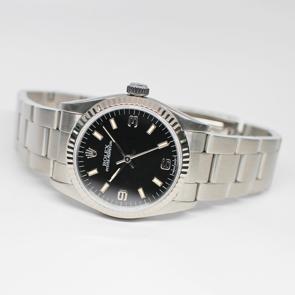 ロレックス オイスターパーペチュアル 67514 N番 ブラック SS WG