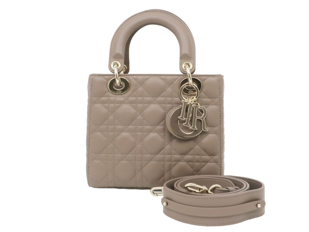 ディオール LADYDIOR ハンドバッグ ラムスキン スモール グレージュ