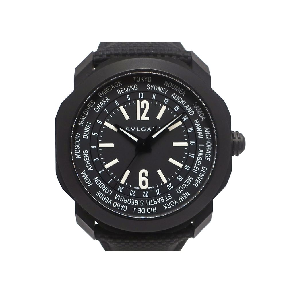 ブルガリ BVLGARI オクト ローマ ワールドタイマー 103486 SS ラバー 自動巻き