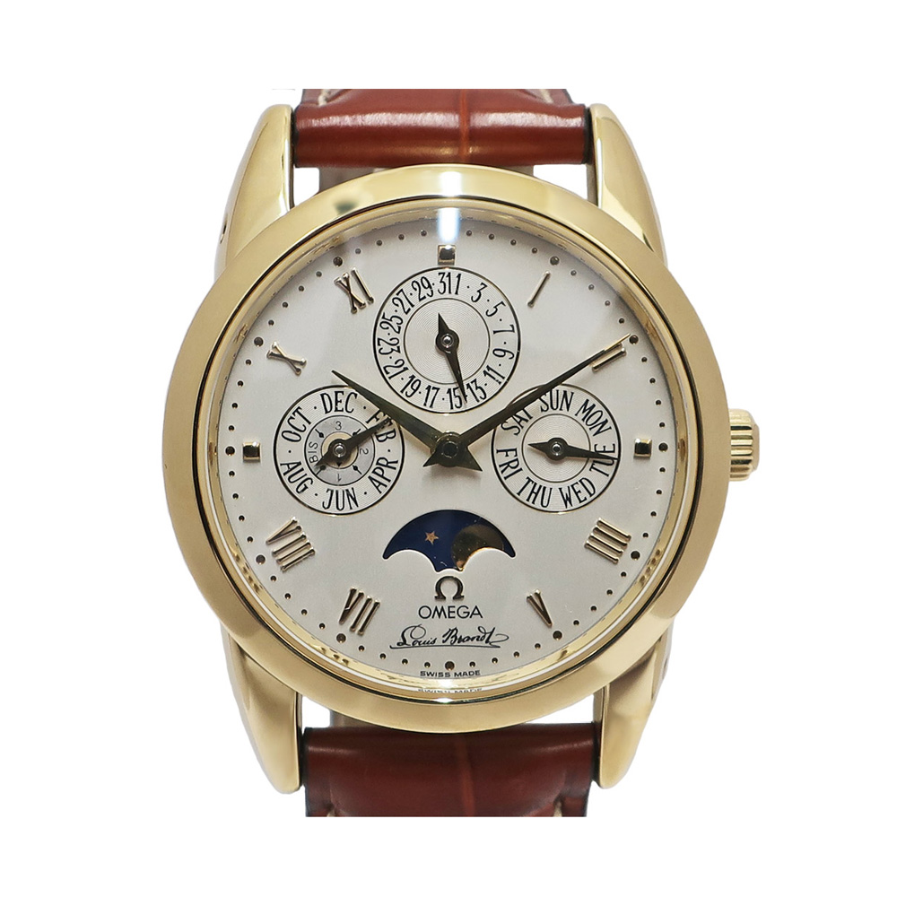 オメガ OMEGA ルイブラン パーペチュアルカレンダー 34MM 5431.31.01 750YG レザー 自動巻き