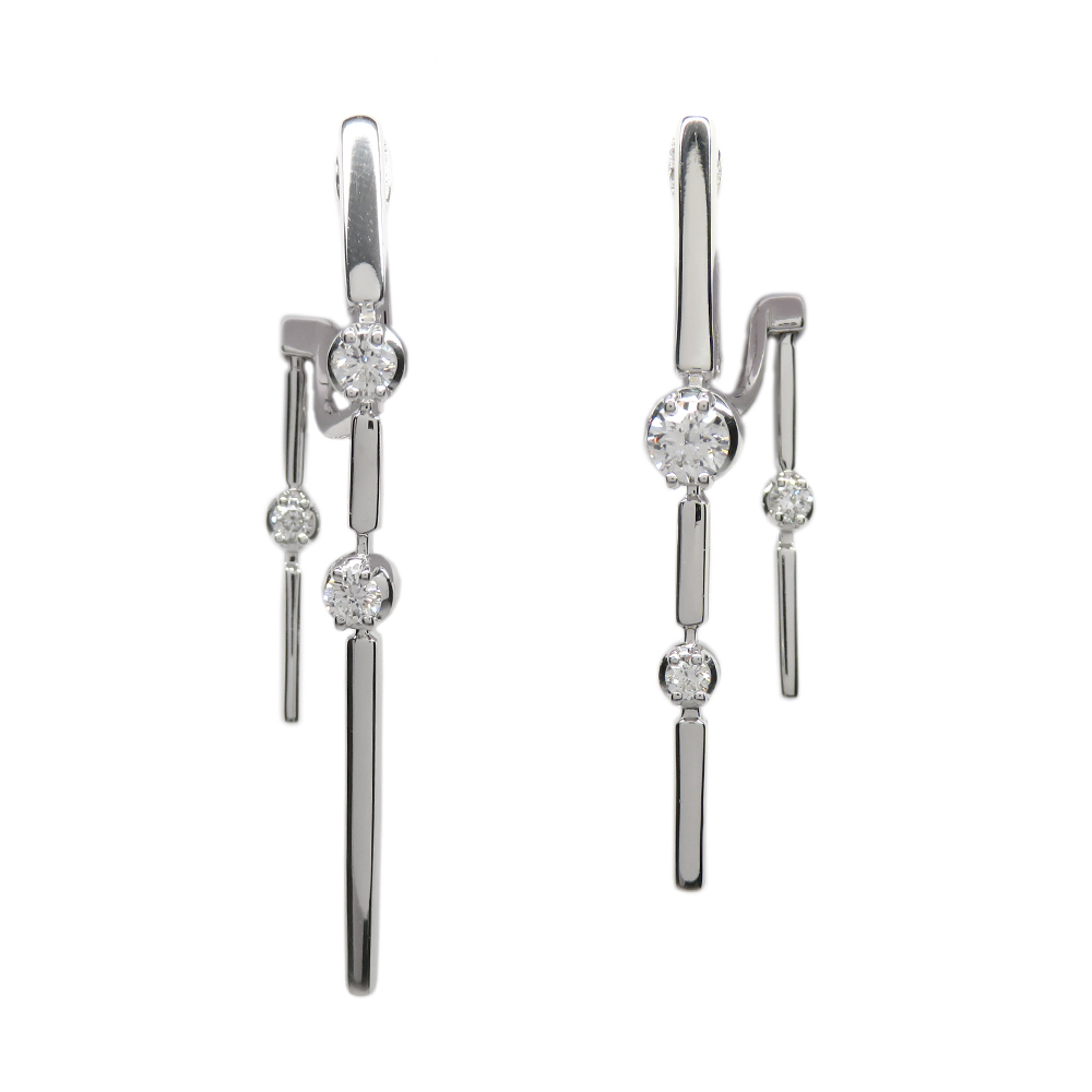 タサキ イヤリング K18WG アシンメトリー ダイヤモンド クリップ ドロップ ジュエリー 美品