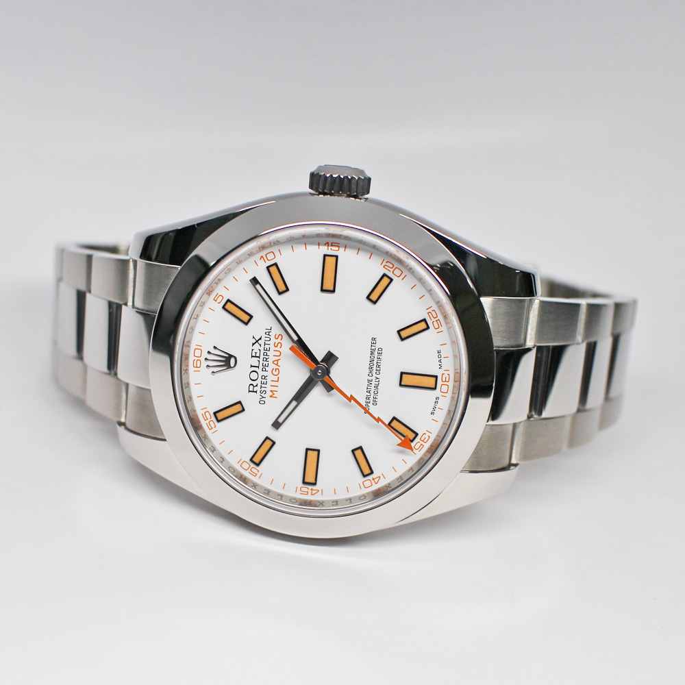 ロレックス ミルガウス 116400 V番 ホワイト SS 保証書付き 2013年