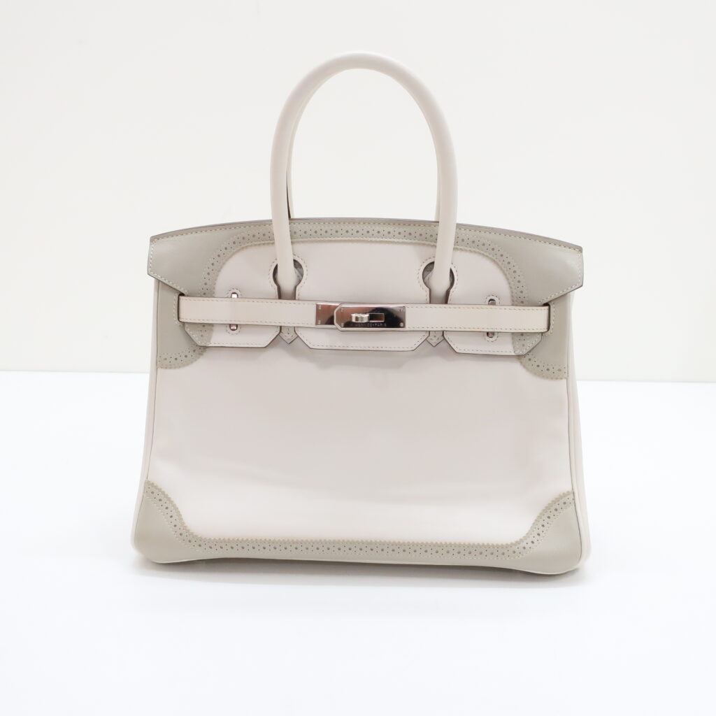 エルメス バーキン30 ギリーズ ホワイト グレー スイフト シルバー金具
