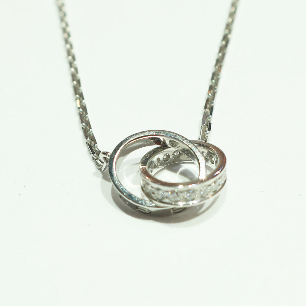 カルティエ ラブネックレス Au750 ダイヤモンド ホワイトゴールド