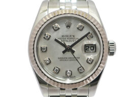 ロレックス ROLEX デイトジャスト 179174NG D番 ホワイトシェル 10Pダイヤ SS WG レディース