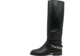 シャネル ロングブーツ チェーンストラップ 37C ブ BK GDチェーン 22A G39171