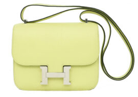 エルメス コンスタンス3 18 ミニ シェーブル ジョーヌブルジョン シルバー金具 Z刻