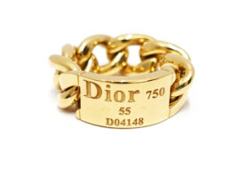 ディオール CHRISTIAN DIOR ゴルメット トゥ ディオール ロゴリング チェーン デザイン 750YG