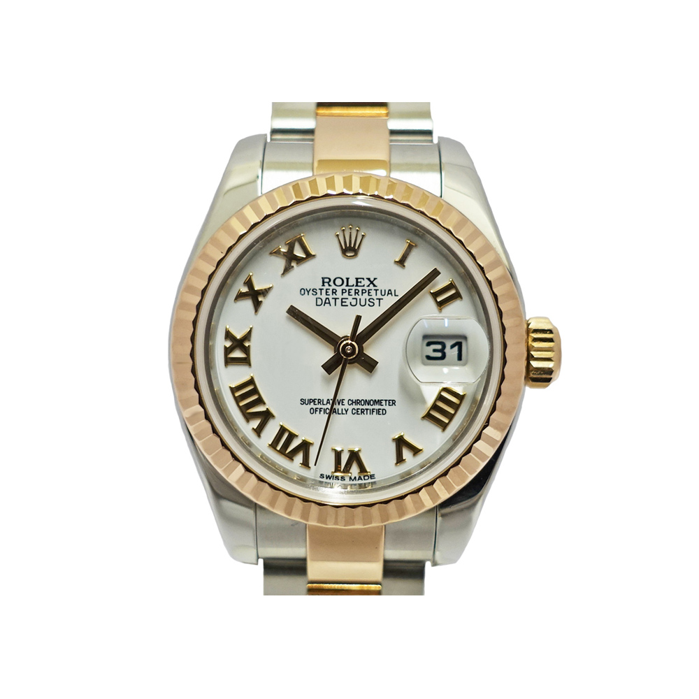 ロレックス ROLEX デイトジャスト 179171 ホワイトローマン オイスター SS RG 自動巻き