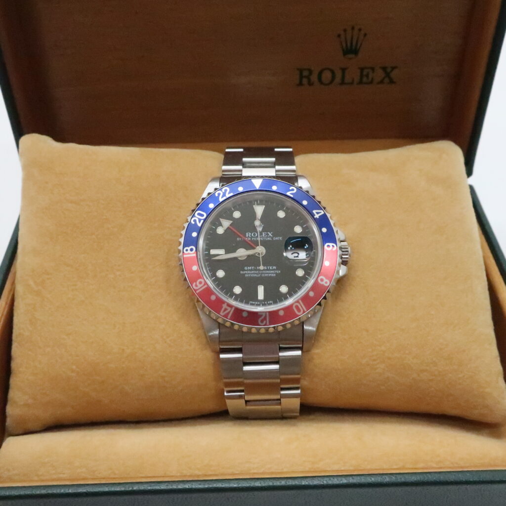 ロレックス GMTマスター 赤 青 SS ブラック文字盤
