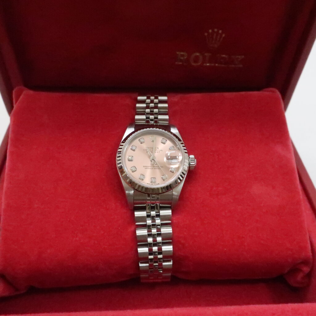 ロレックス デイトジャスト 79174G SS WG ピンク文字盤 10Pダイヤ