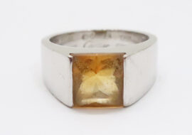 カルティエ リング タンク K18WG シトリン ホワイトゴールド