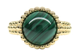 ヴァンクリーフ&アーペル リング ペルレ クルール 750YG マラカイト 孔雀石 #53 VCARP4DP00