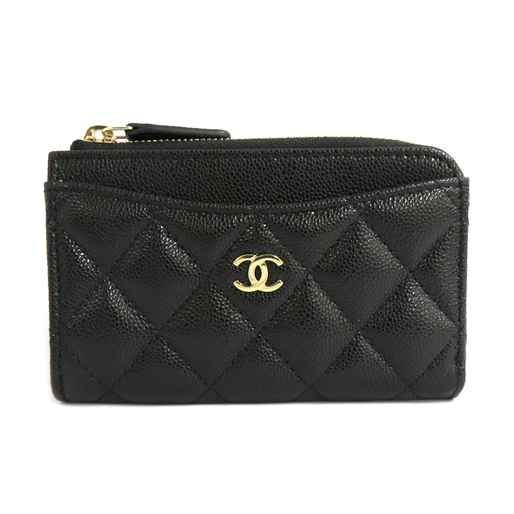 シャネル マトラッセ クラシック カードケース AP3179 キャビアスキン ブラック ゴールド金具