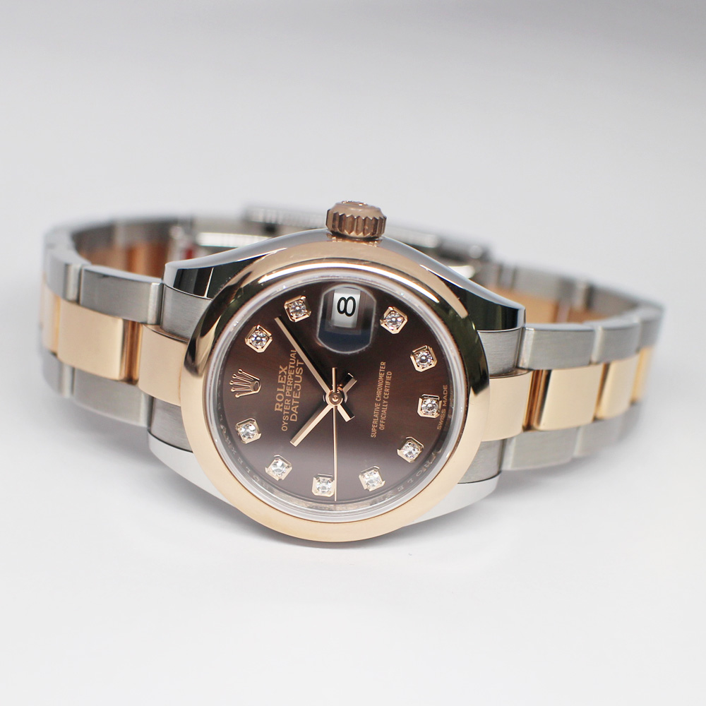 ロレックス デイトジャスト 28 279161G ランダム チョコレート ダイヤ SS RG 保証書付き 2018年