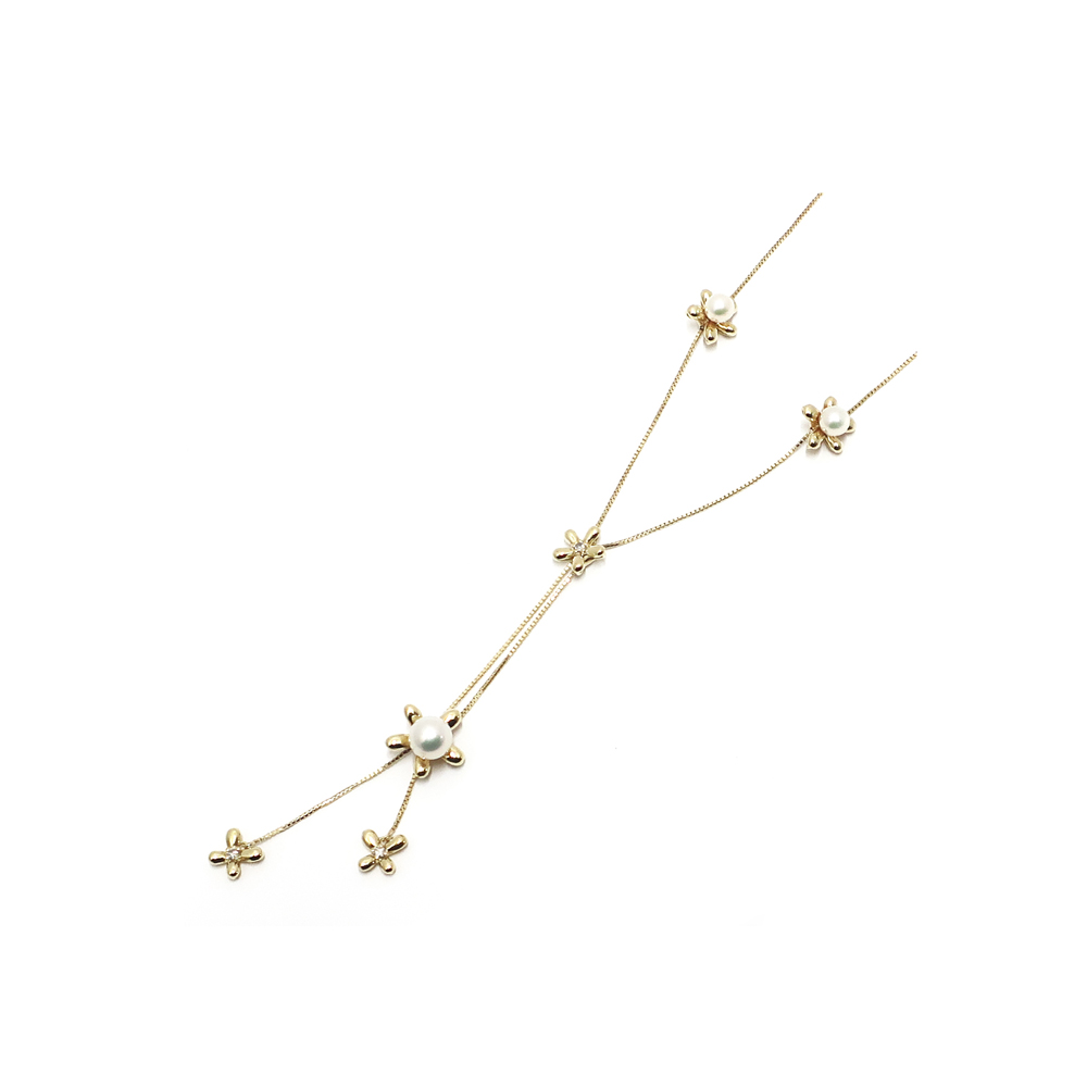 ジュエリー JEWELRY デザイン ネックレス パール フラワーモチーフ 750YG K18
