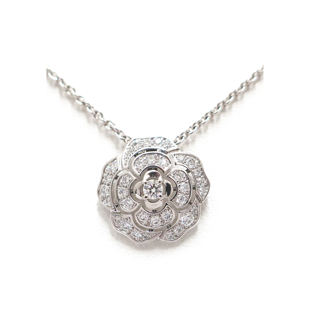 シャネル CHANEL カメリア パヴェダイヤモンド ネックレス 750WG フラワー