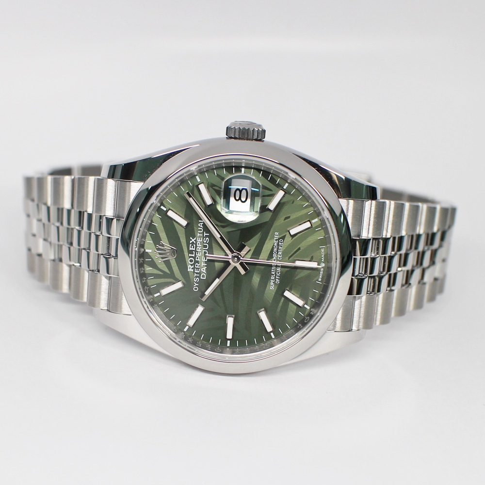 ロレックス デイトジャスト 36 126200 ランダム オリーブグリーン パームモチーフ SS ジュビリー 2024年 新品