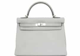 エルメス ケリー32 内縫い トゴ グリスパール  シルバー金具 □P刻印
